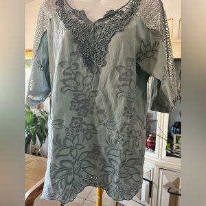 Bought at boutique in Santa Cruz. Washed. Never warn.